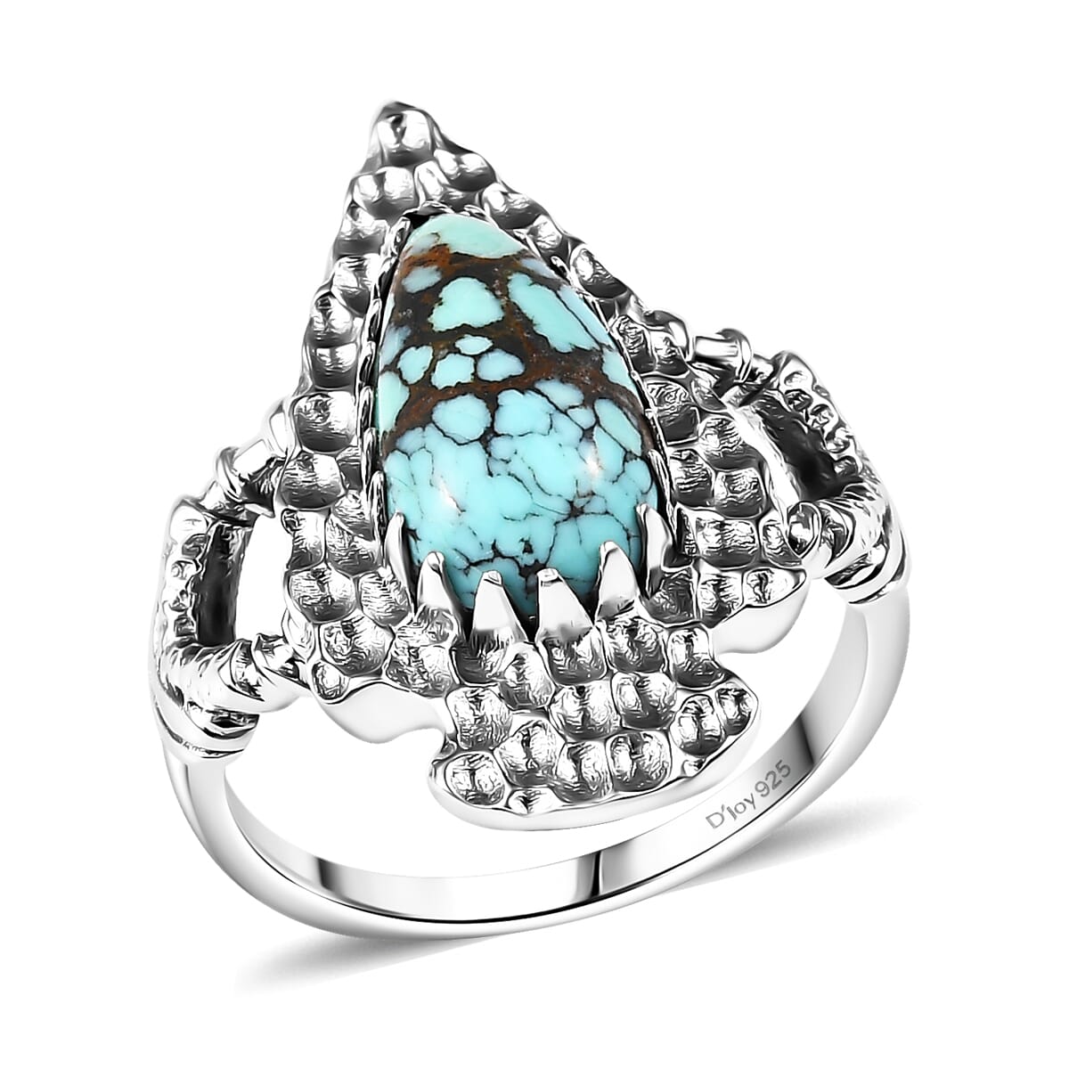 Artisan Crafted Blue Moon Turquoise 2.65 ctw Fancy Ring in Black Oxidized Sterling Silver (Size 10.0) image number 0