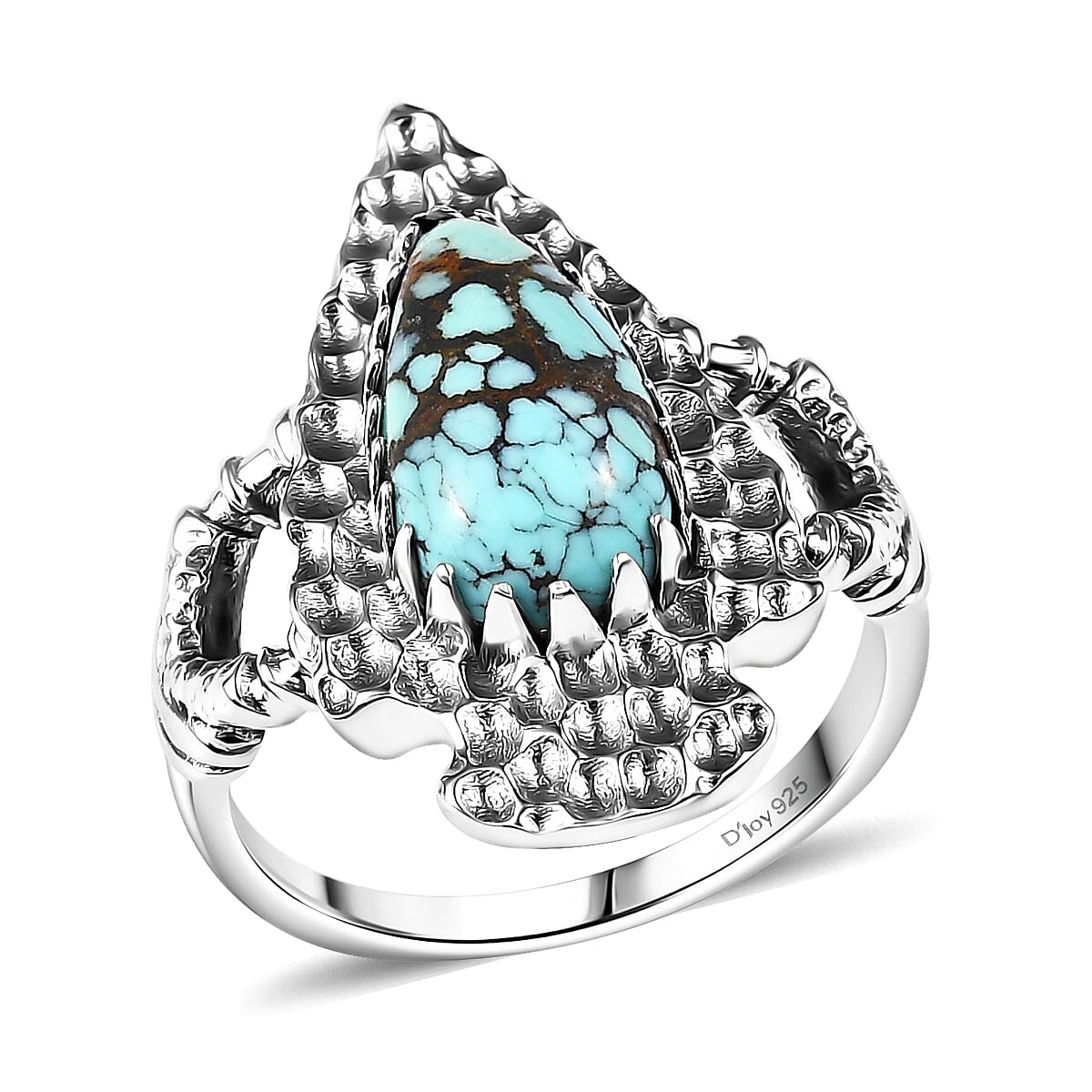 D'Joy Artisan Crafted Blue Moon Turquoise 2.65 ctw Arrowhead Ring in Black Oxidized Sterling Silver (Size 6.0) image number 0