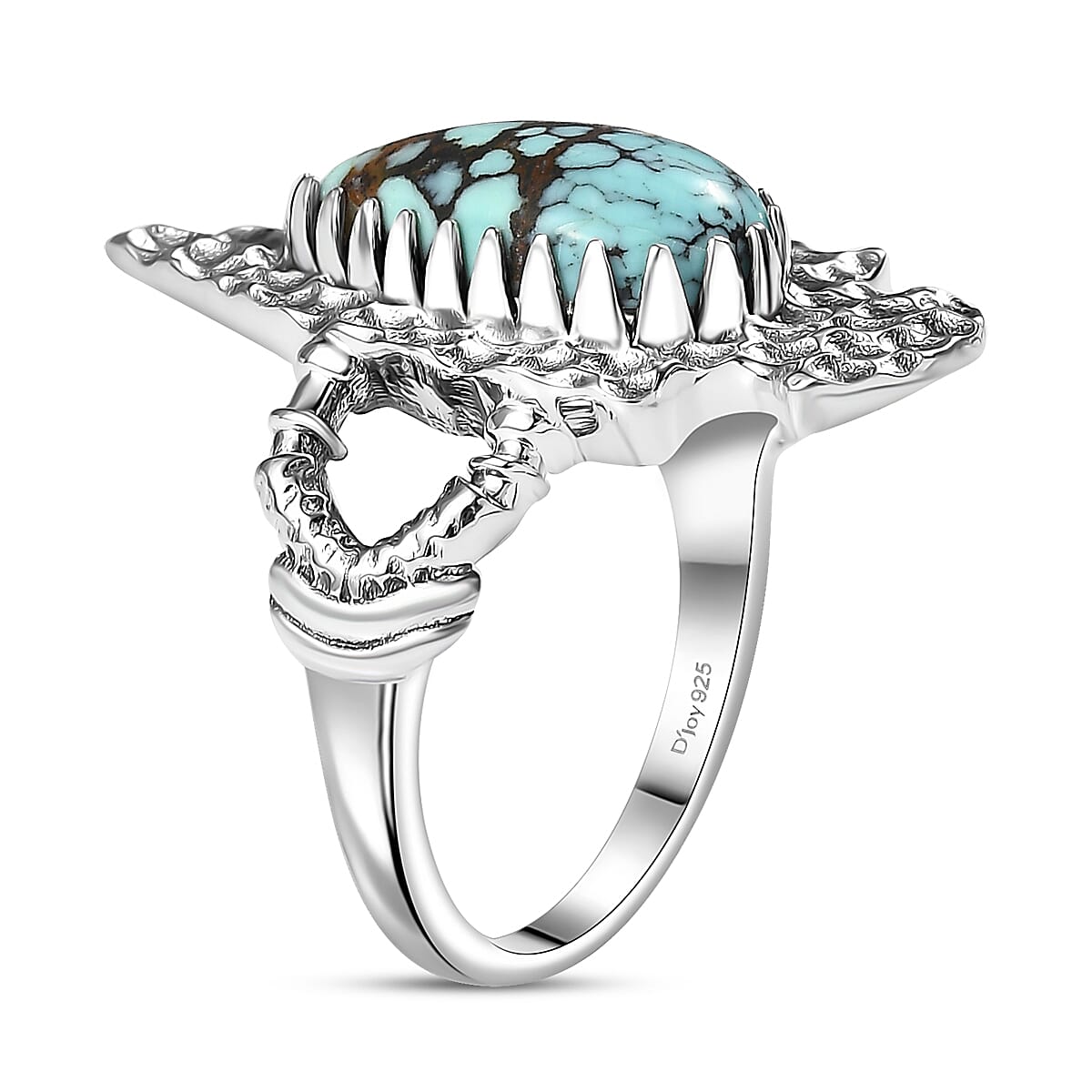 D'Joy Artisan Crafted Blue Moon Turquoise 2.65 ctw Arrowhead Ring in Black Oxidized Sterling Silver (Size 8.0) image number 3