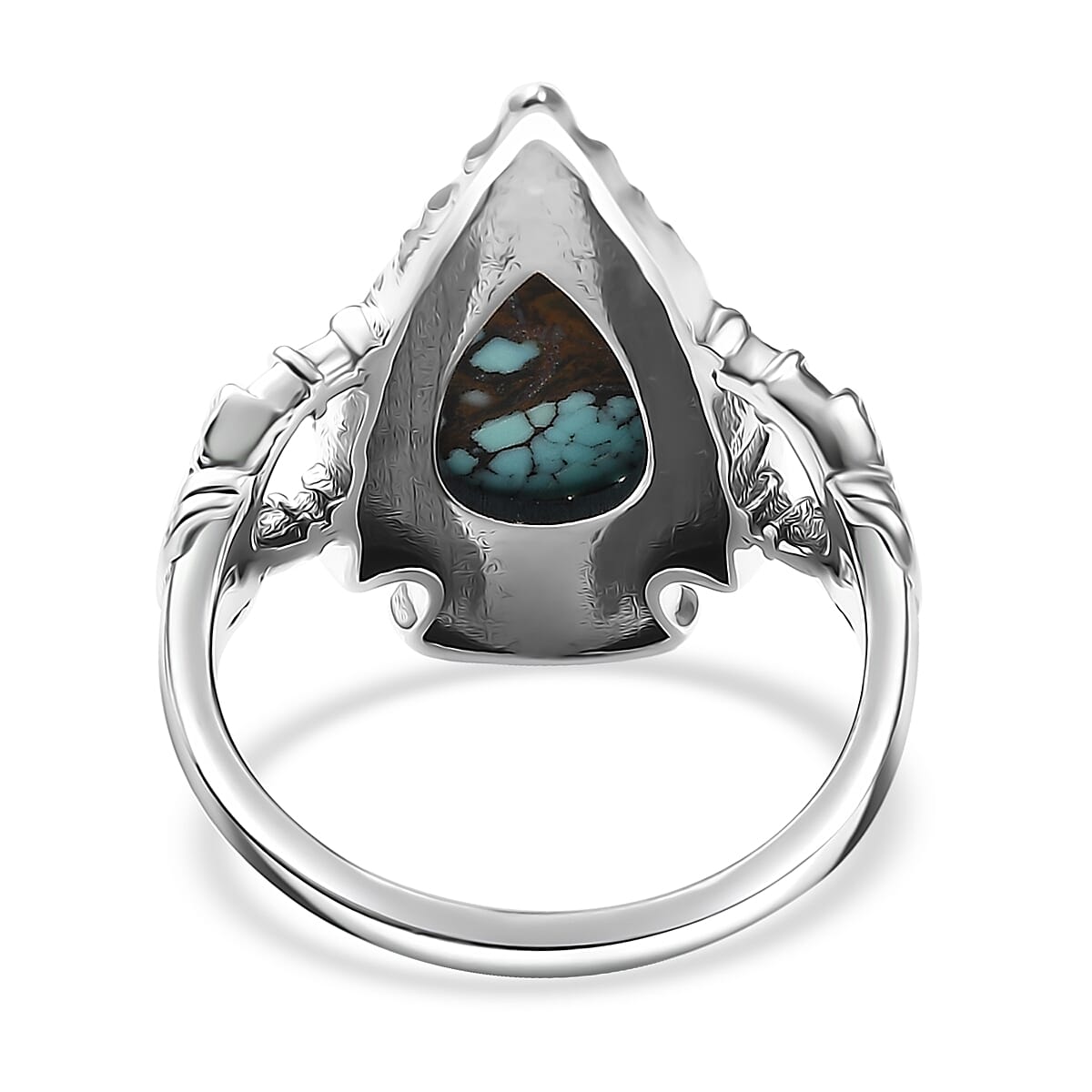 D'Joy Artisan Crafted Blue Moon Turquoise 2.65 ctw Arrowhead Ring in Black Oxidized Sterling Silver (Size 8.0) image number 4