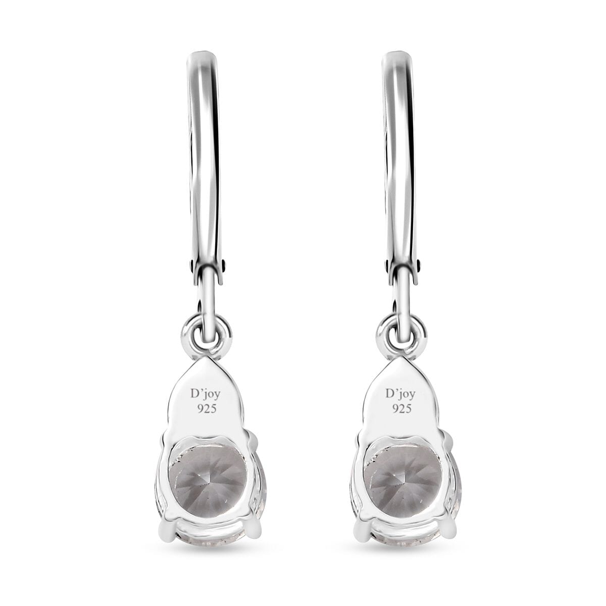 D'Joy Lab Created White Sapphire 2.30 ctw Lever Back Earrings in Sterling Silver and Stainless Steel image number 5