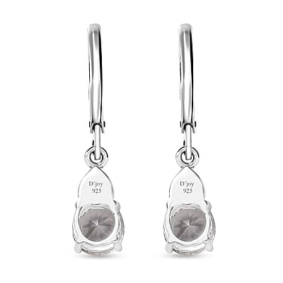 D'Joy Lab Created White Sapphire 2.30 ctw Lever Back Earrings in Sterling Silver and Stainless Steel