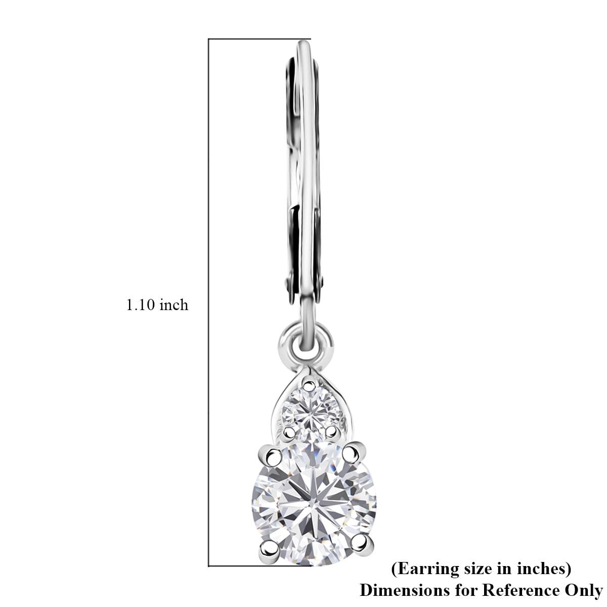 D'Joy Lab Created White Sapphire 2.30 ctw Lever Back Earrings in Sterling Silver and Stainless Steel image number 6