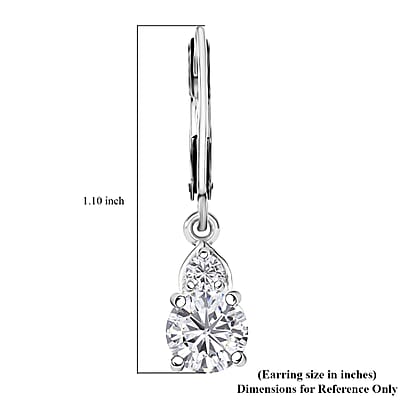 D'Joy Lab Created White Sapphire 2.30 ctw Lever Back Earrings in Sterling Silver and Stainless Steel