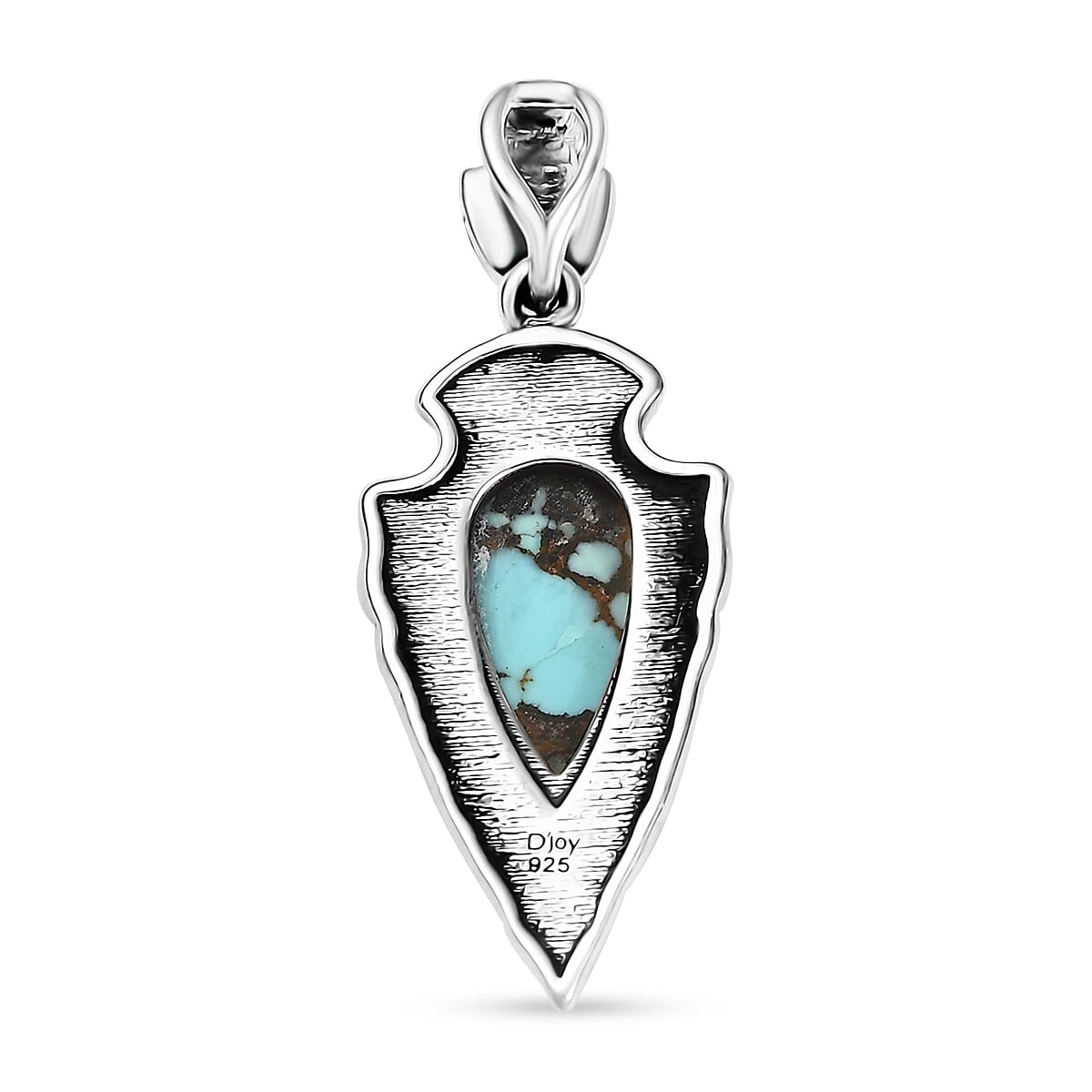 D'Joy Artisan Crafted Blue Moon Turquoise 2.90 ctw Arrowhead Pendant without Chain in Black Oxidized Sterling Silver image number 4