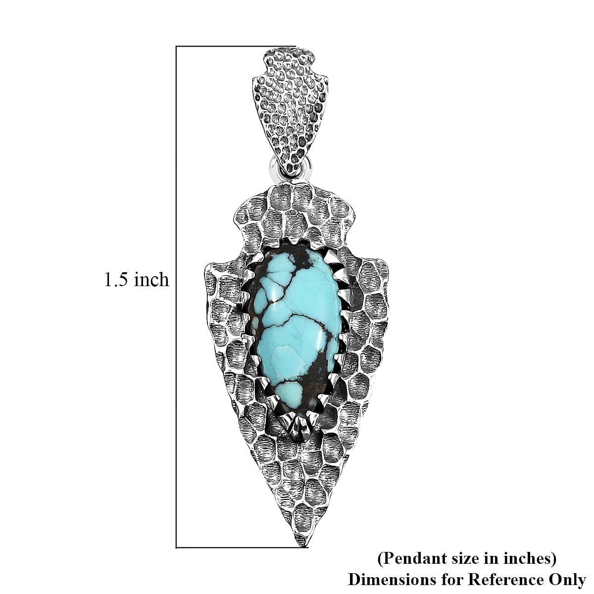 D'Joy Artisan Crafted Blue Moon Turquoise 2.90 ctw Arrowhead Pendant without Chain in Black Oxidized Sterling Silver image number 5