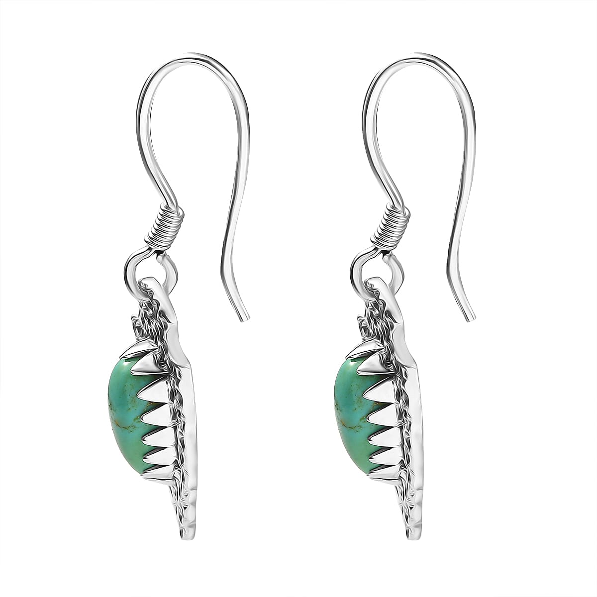 D'Joy Artisan Crafted Blue Moon Turquoise 3.40 ctw Arrowhead Earrings in Black Oxidized Sterling Silver image number 3