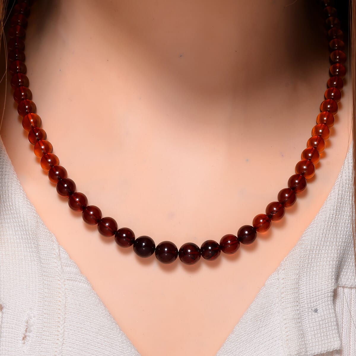 Multi Amber Beaded Necklace in 14K Yellow Gold Over Sterling Silver 20 Inches  image number 1