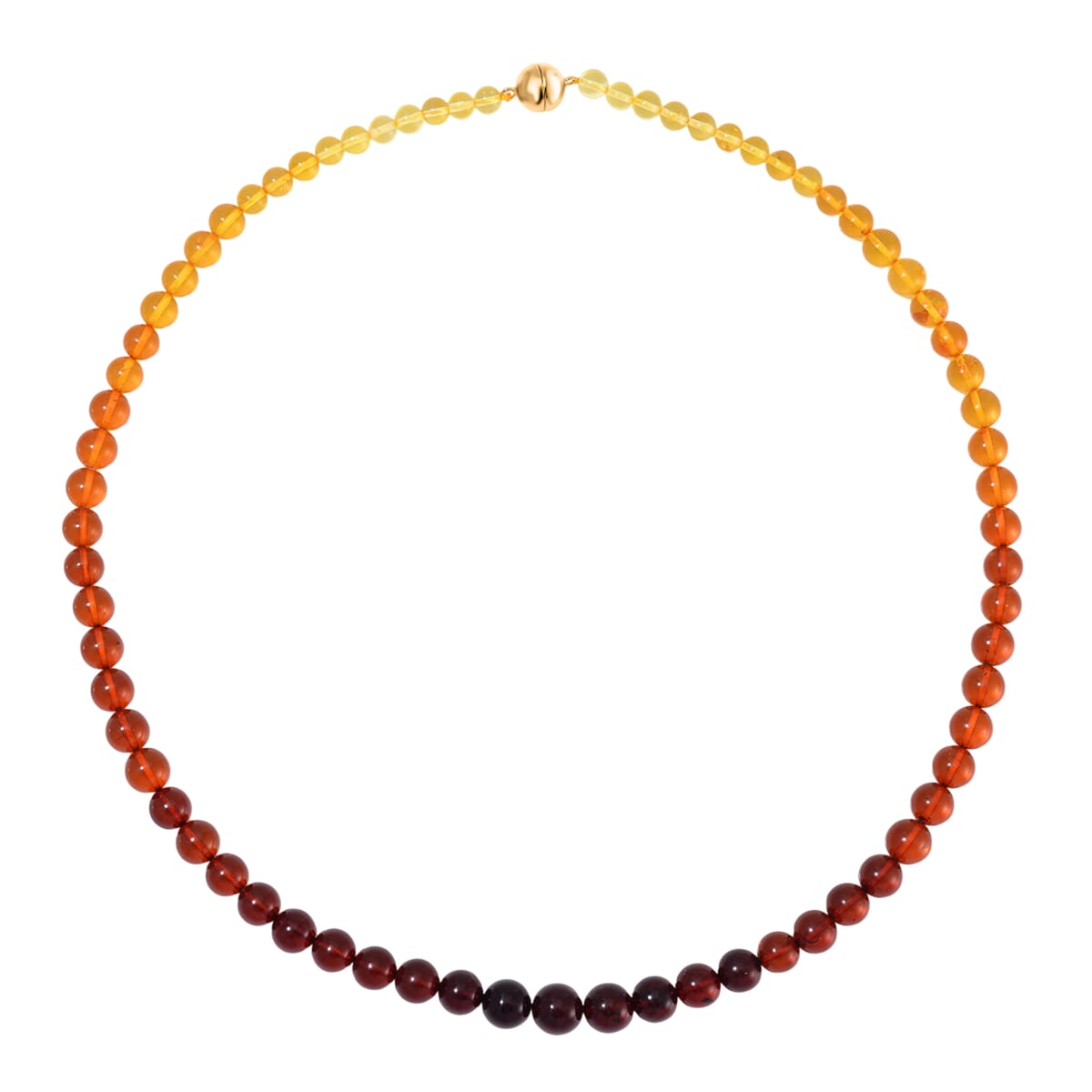 Multi Amber Beaded Necklace in 14K Yellow Gold Over Sterling Silver 20 Inches  image number 2
