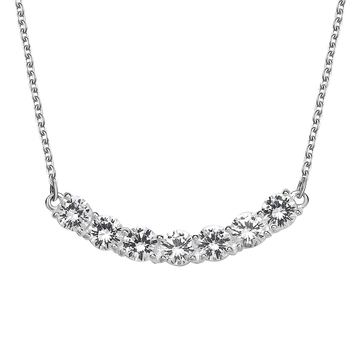 D'Joy Lab Created White Sapphire 4.20 ctw Fancy Necklace in Sterling Silver 18-20 Inches image number 0