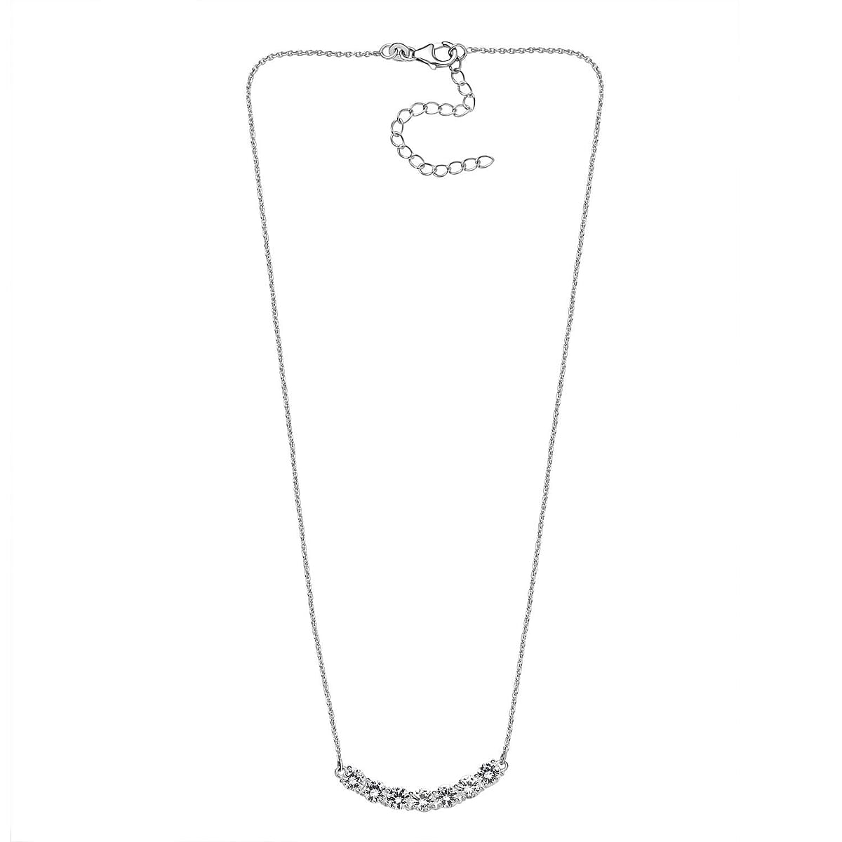 D'Joy Lab Created White Sapphire 4.20 ctw Fancy Necklace in Sterling Silver 18-20 Inches image number 3