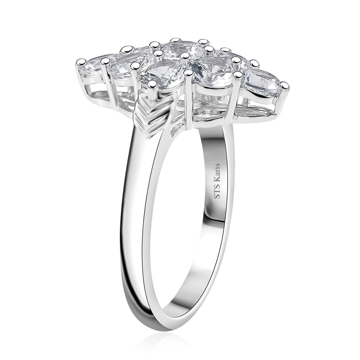 Karis Lab Created White Sapphire 2.80 ctw Radiance Cluster Ring in Platinum Bond (Size 10.0) image number 3