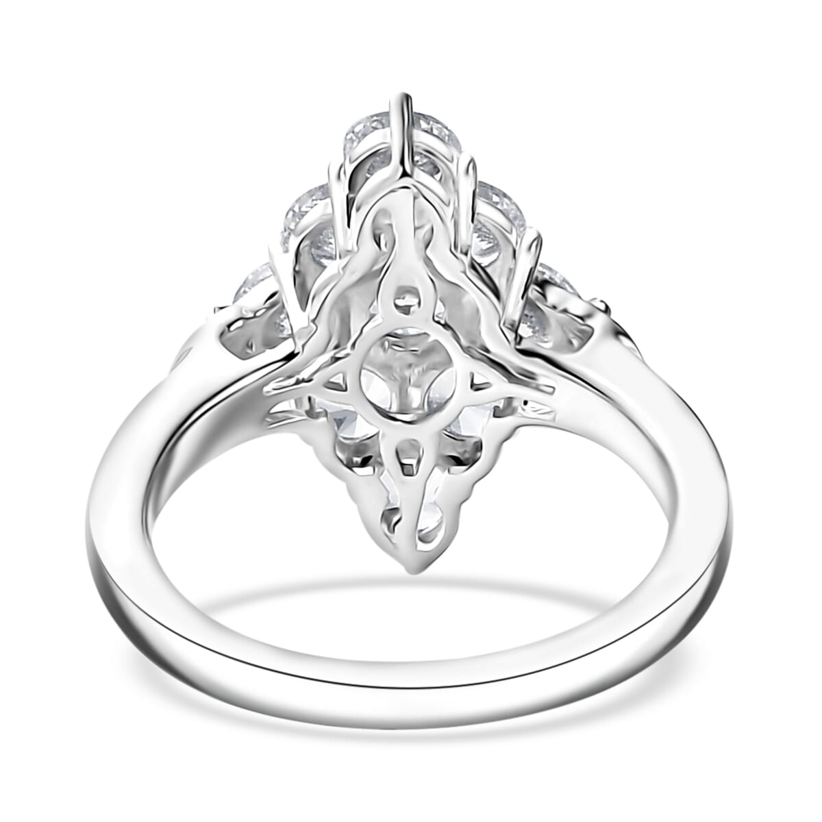 Karis Lab Created White Sapphire 2.80 ctw Radiance Cluster Ring in Platinum Bond (Size 10.0) image number 4