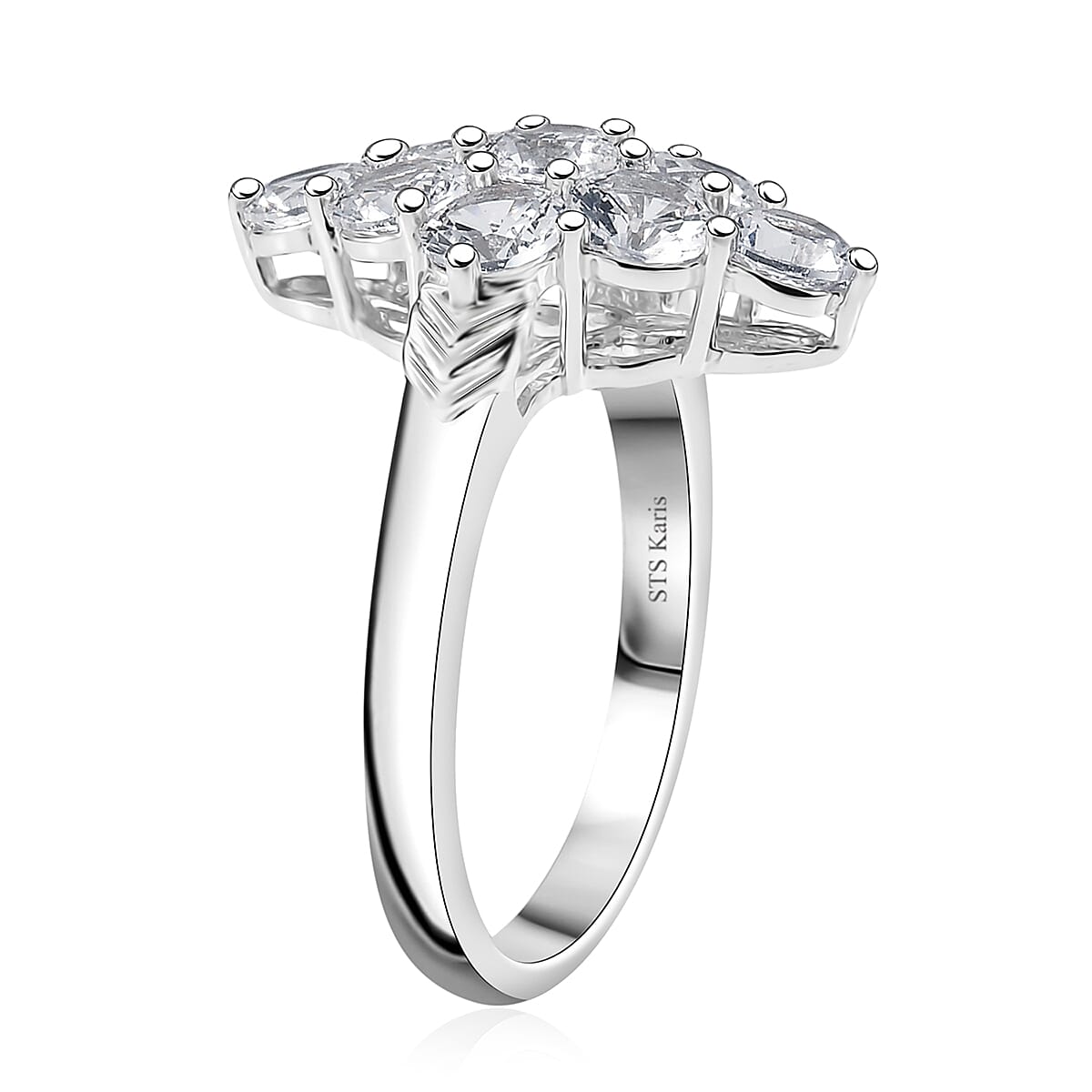 Karis Lab Created White Sapphire 2.80 ctw Radiance Cluster Ring in Platinum Bond (Size 11.0) image number 3