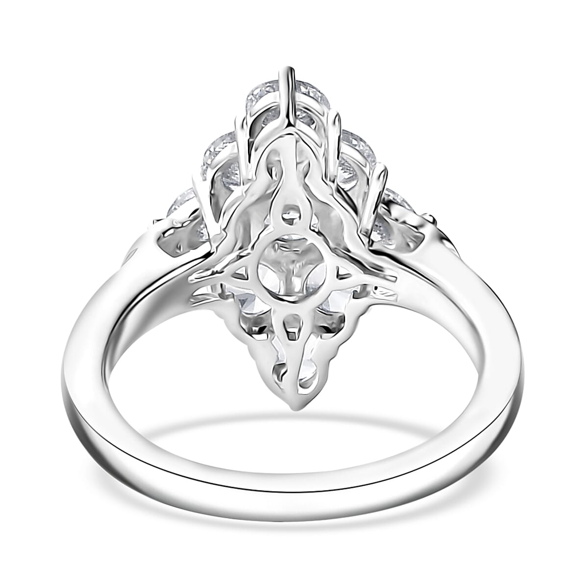 Karis Lab Created White Sapphire 2.80 ctw Radiance Cluster Ring in Platinum Bond (Size 11.0) image number 4