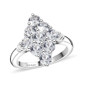 Karis Lab Created White Sapphire 2.80 ctw Radiance Cluster Ring in Platinum Bond (Size 9.0)