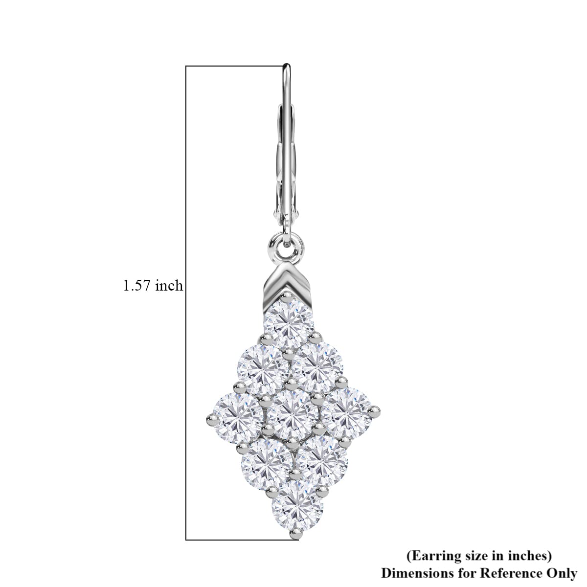 Karis Lab Created White Sapphire 5.65 ctw Radiance Cluster Earrings in Platinum Bond image number 5