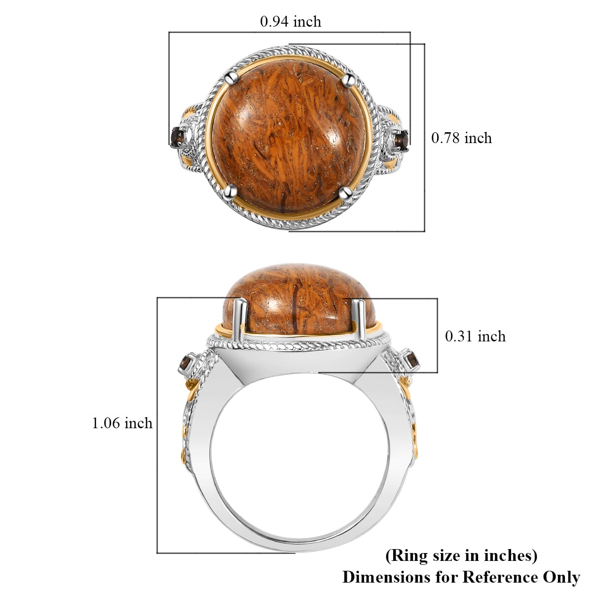 Script Stone and Brazilian Smoky Quartz 10.40 ctw Solitaire Ring in 14K YG and Platinum Over Copper (Size 10.0) image number 5