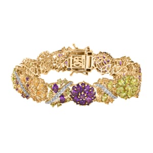 GP Italian Garden Collection Multi Gemstone 21.60 ctw Bracelet in 18K Vermeil Yellow Gold Over Sterling Silver (7.25 In)