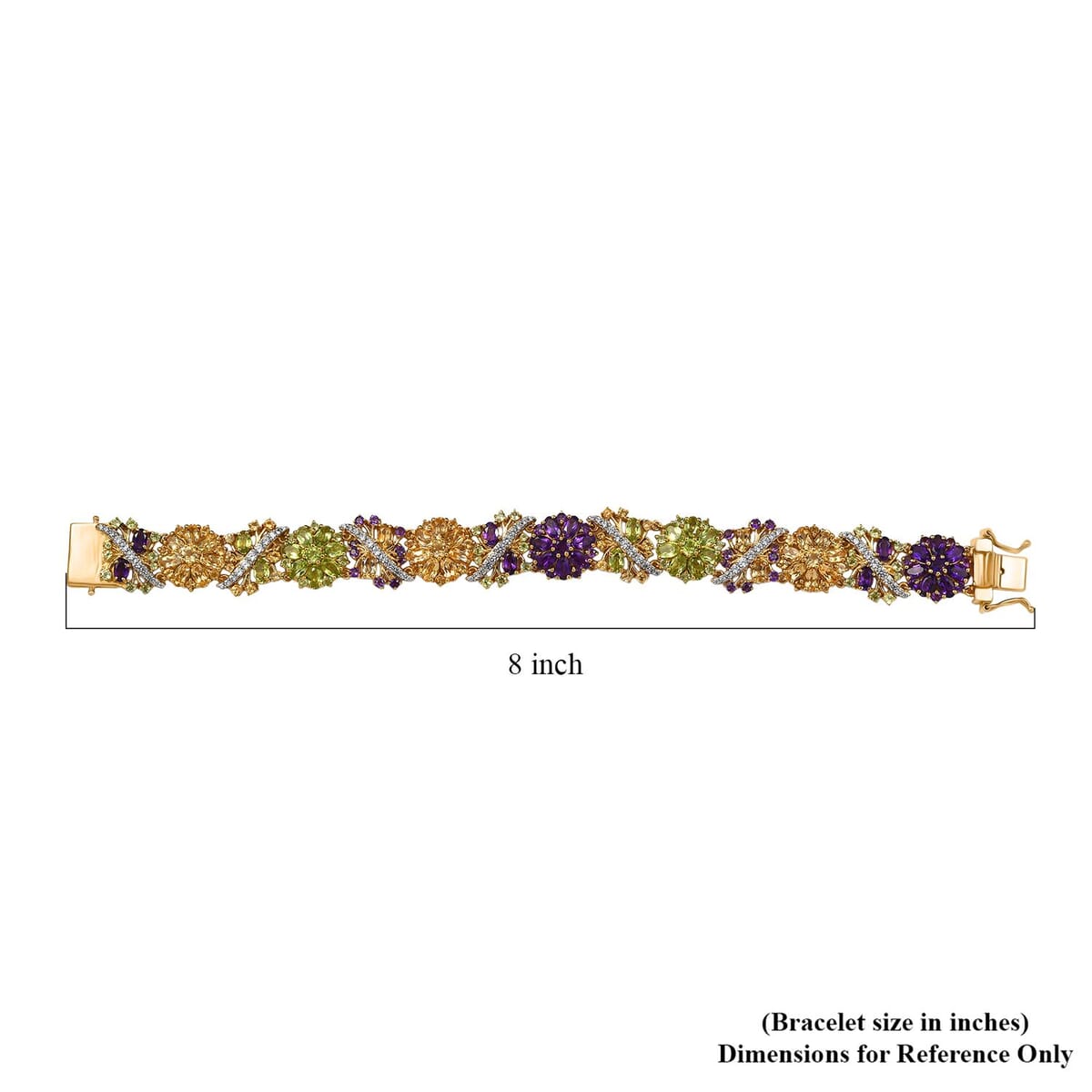 GP Italian Garden Collection Multi Gemstone 21.60 ctw Bracelet in 18K Vermeil Yellow Gold Over Sterling Silver (7.25 In) image number 4