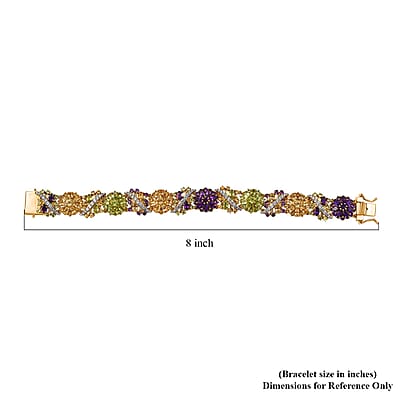 GP Italian Garden Collection Multi Gemstone 21.60 ctw Bracelet in 18K Vermeil Yellow Gold Over Sterling Silver (7.25 In)