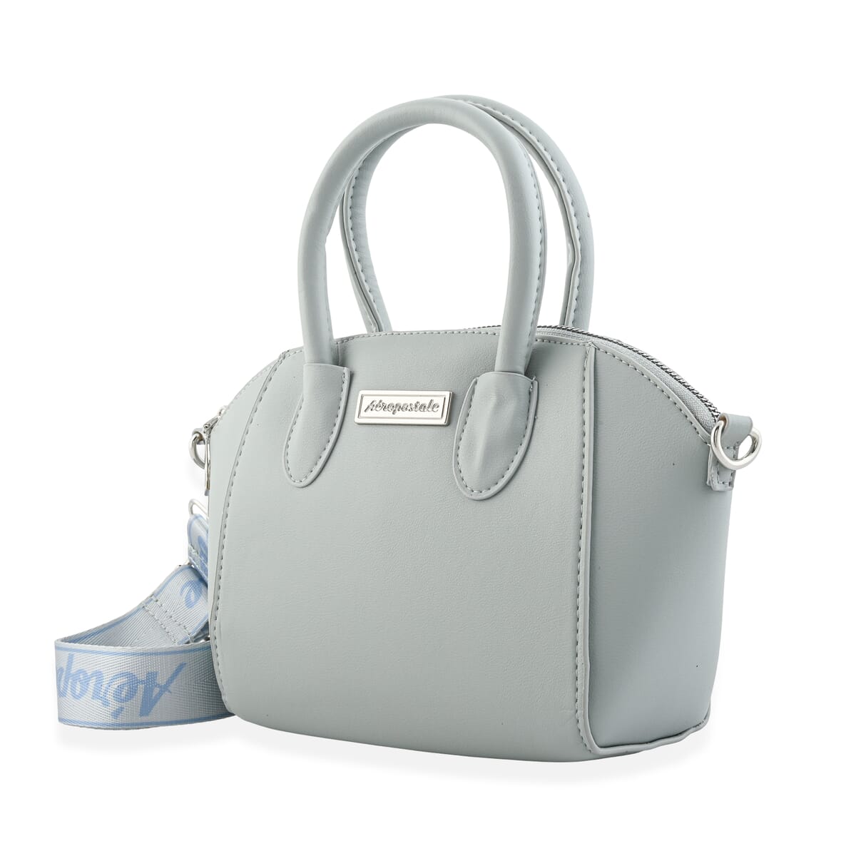 Aeropostale Gray Faux Leather Shoulder Bag with Adjustable Shoulder Strap image number 3