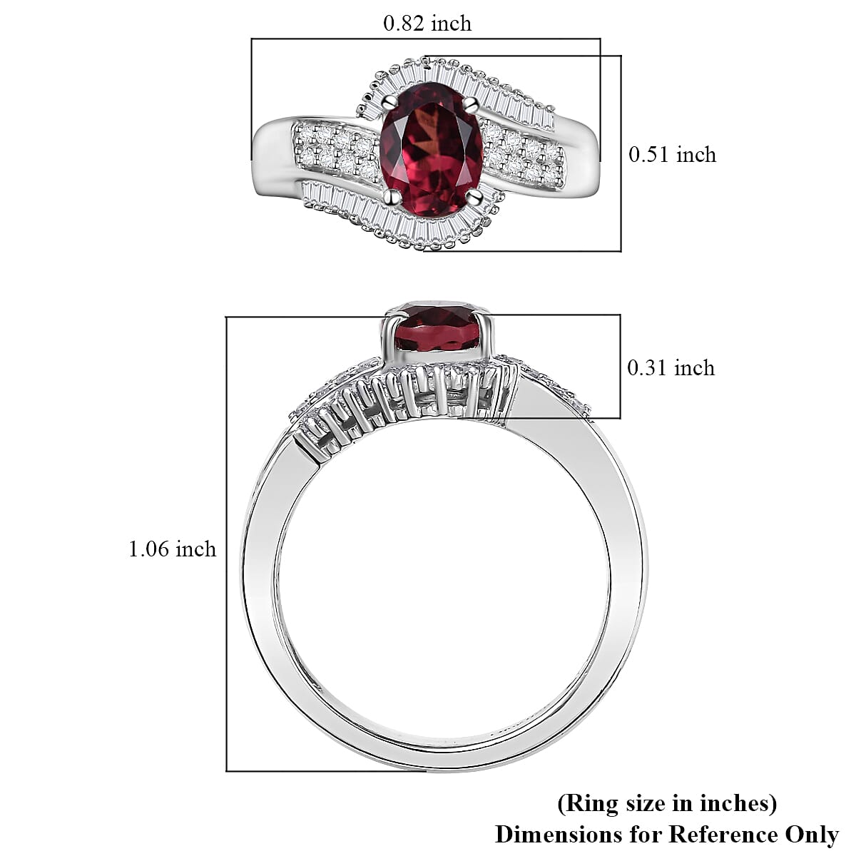 D'Joy Premium Ouro Fino Rubellite and Diamond 1.75 ctw Ring in Rhodium Over Sterling Silver (Size 10.0)
