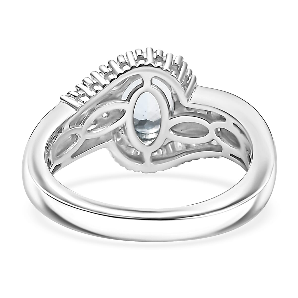 D'Joy Premium Santa Maria Aquamarine and Diamond 1.35 ctw Ring in Rhodium Over Sterling Silver (Size 10.0) image number 4