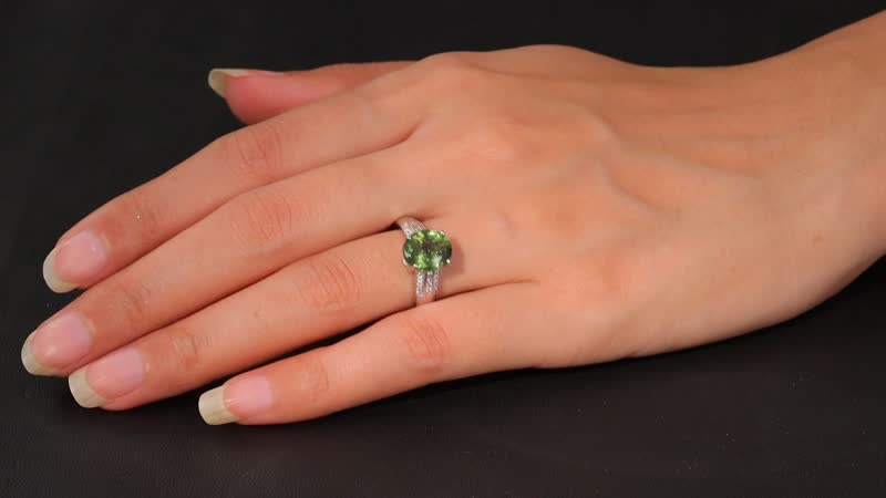 Luxoro 10K White Gold Premium Malagasy Pine Apatite, White Diamond (I2) (0.23 cts) Ring (Size 10.0) 3.75 ctw