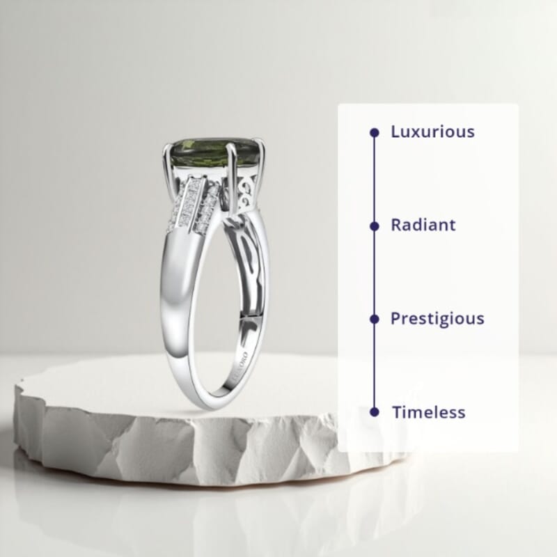 Luxoro Premium Malagasy Pine Apatite and I2 Diamond 3.75 ctw Whispers of Majesty Ring in 10K White Gold (Size 10.0)