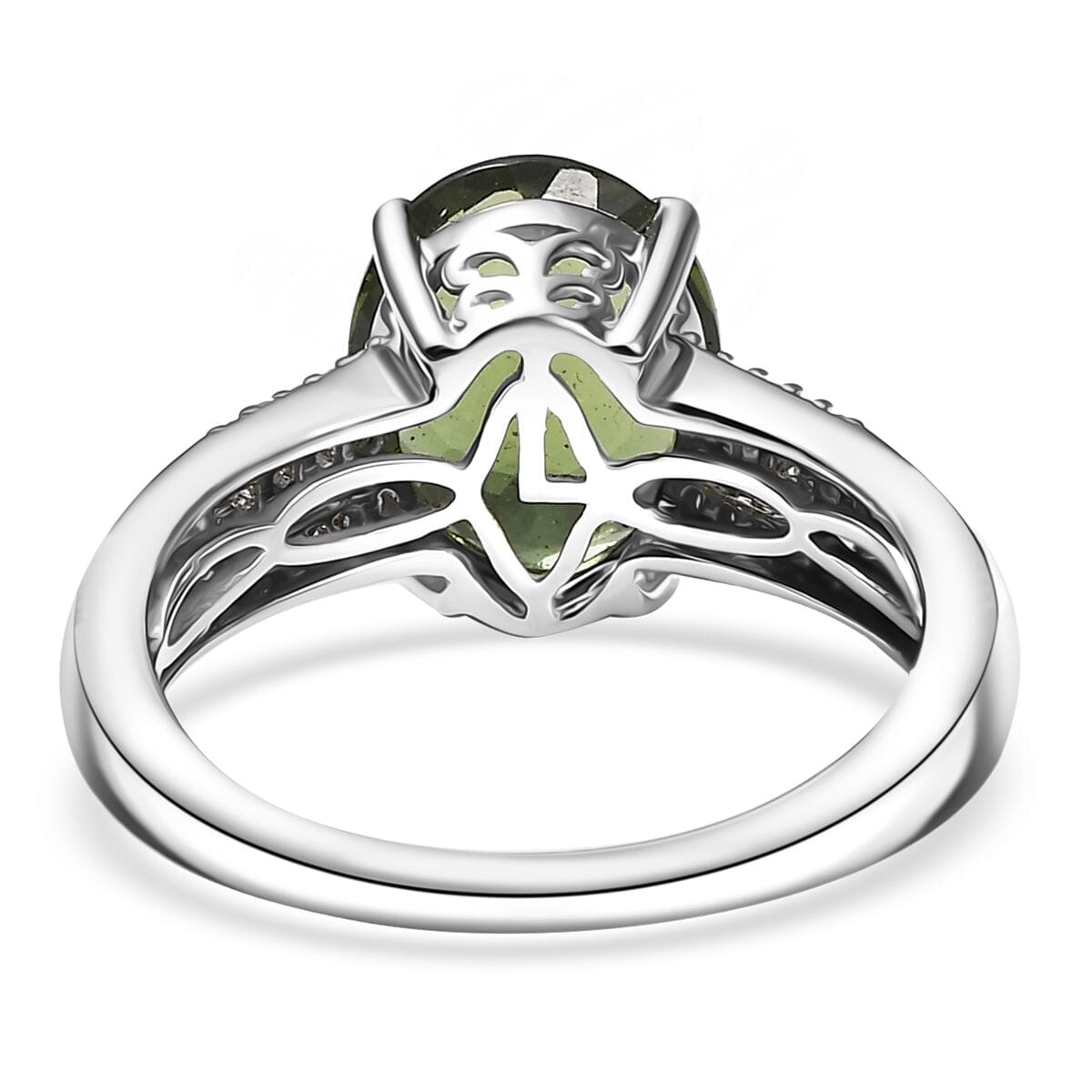 Luxoro 10K White Gold Premium Malagasy Pine Apatite, White Diamond (I2) (0.23 cts) Ring (Size 10.0) 3.75 ctw image number 4