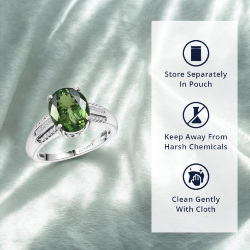 Luxoro Premium Malagasy Pine Apatite and I2 Diamond 3.75 ctw Whispers of Majesty Ring in 10K White Gold (Size 10.0)