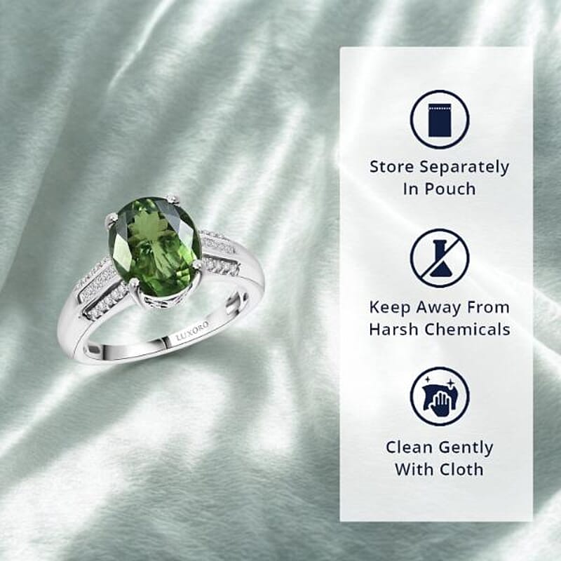Luxoro Premium Malagasy Pine Apatite and I2 Diamond 3.75 ctw Whispers of Majesty Ring in 10K White Gold (Size 6.0)