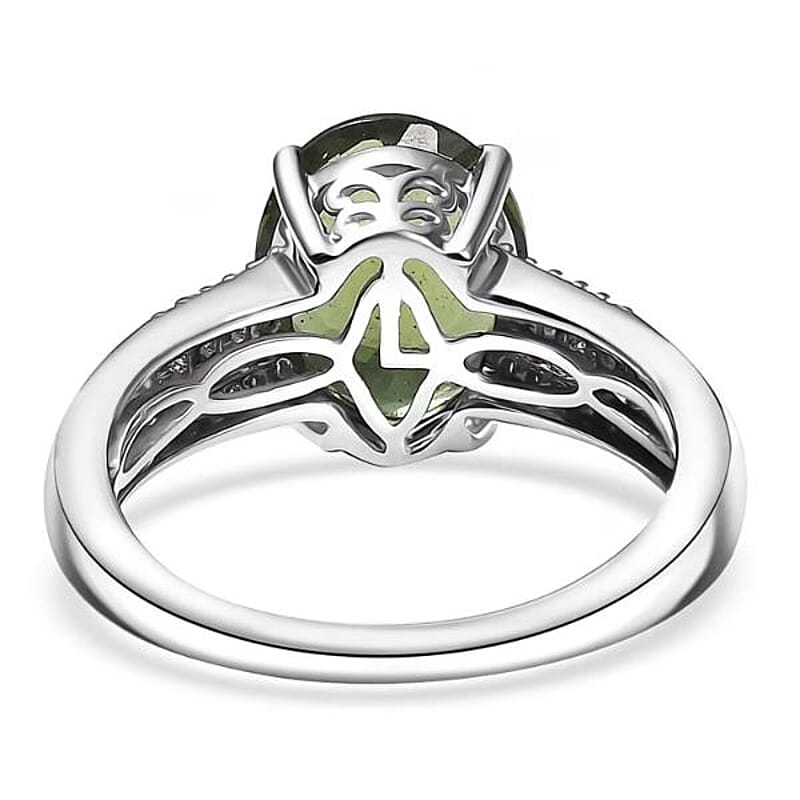 Luxoro Premium Malagasy Pine Apatite and I2 Diamond 3.75 ctw Whispers of Majesty Ring in 10K White Gold (Size 6.0)