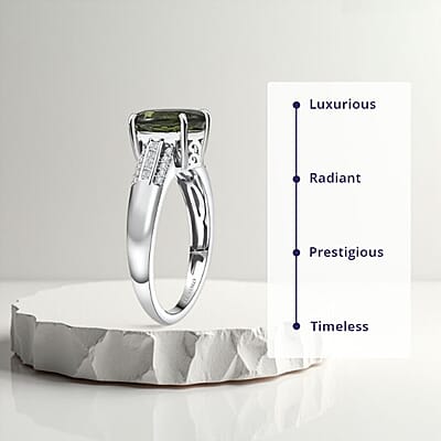 Luxoro Premium Malagasy Pine Apatite and I2 Diamond 3.75 ctw Whispers of Majesty Ring in 10K White Gold (Size 7.0)