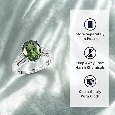 Luxoro Premium Malagasy Pine Apatite and I2 Diamond 3.75 ctw Whispers of Majesty Ring in 10K White Gold (Size 7.0)
