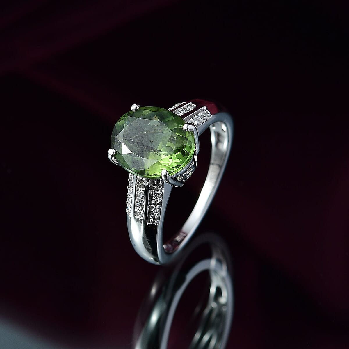 Luxoro Premium Malagasy Pine Apatite and I2 Diamond 3.75 ctw Whispers of Majesty Ring in 10K White Gold (Size 8.0) image number 1