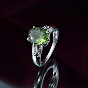 Luxoro Premium Malagasy Pine Apatite and I2 Diamond 3.75 ctw Whispers of Majesty Ring in 10K White Gold (Size 8.0)