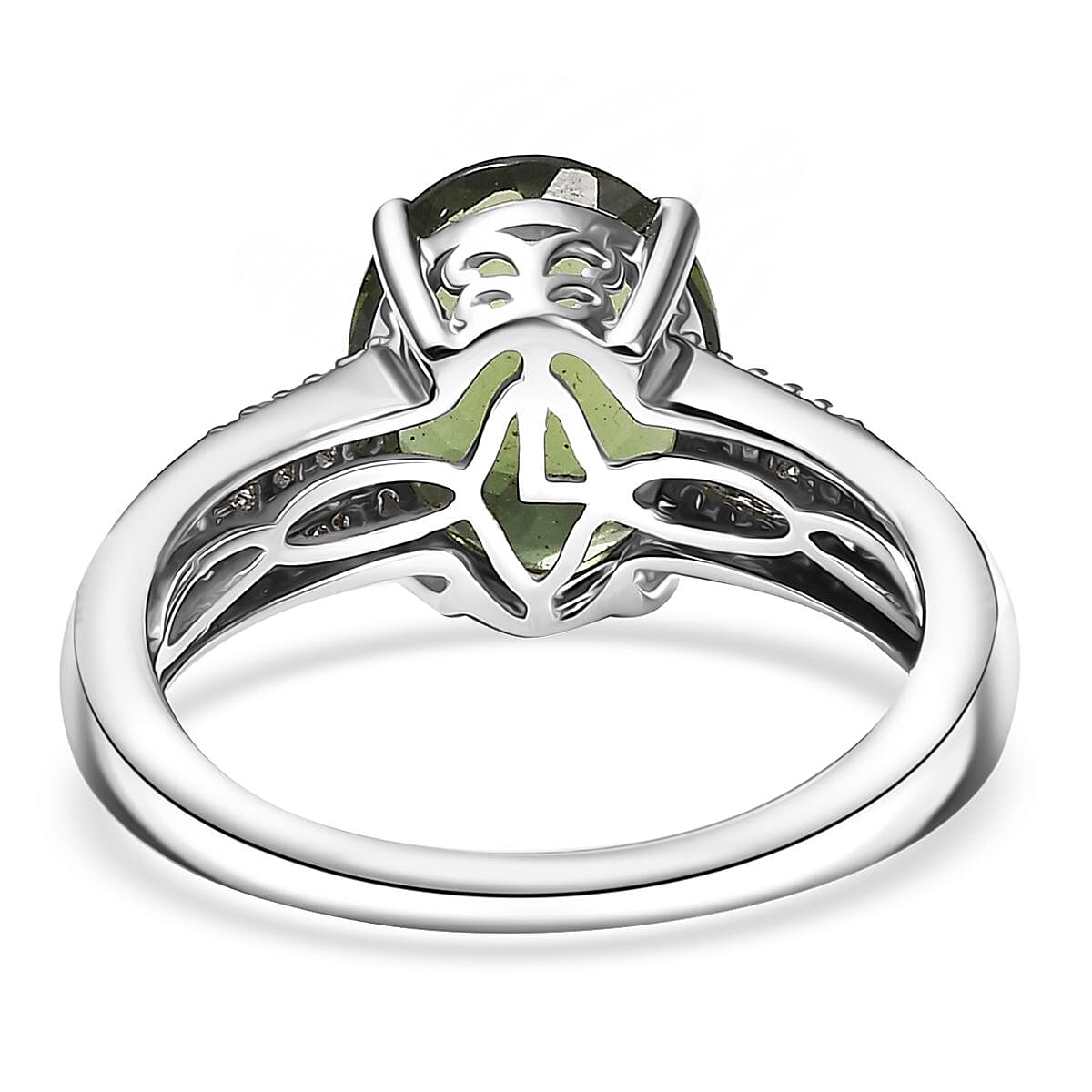 Luxoro Premium Malagasy Pine Apatite and I2 Diamond 3.75 ctw Whispers of Majesty Ring in 10K White Gold (Size 8.0) image number 4