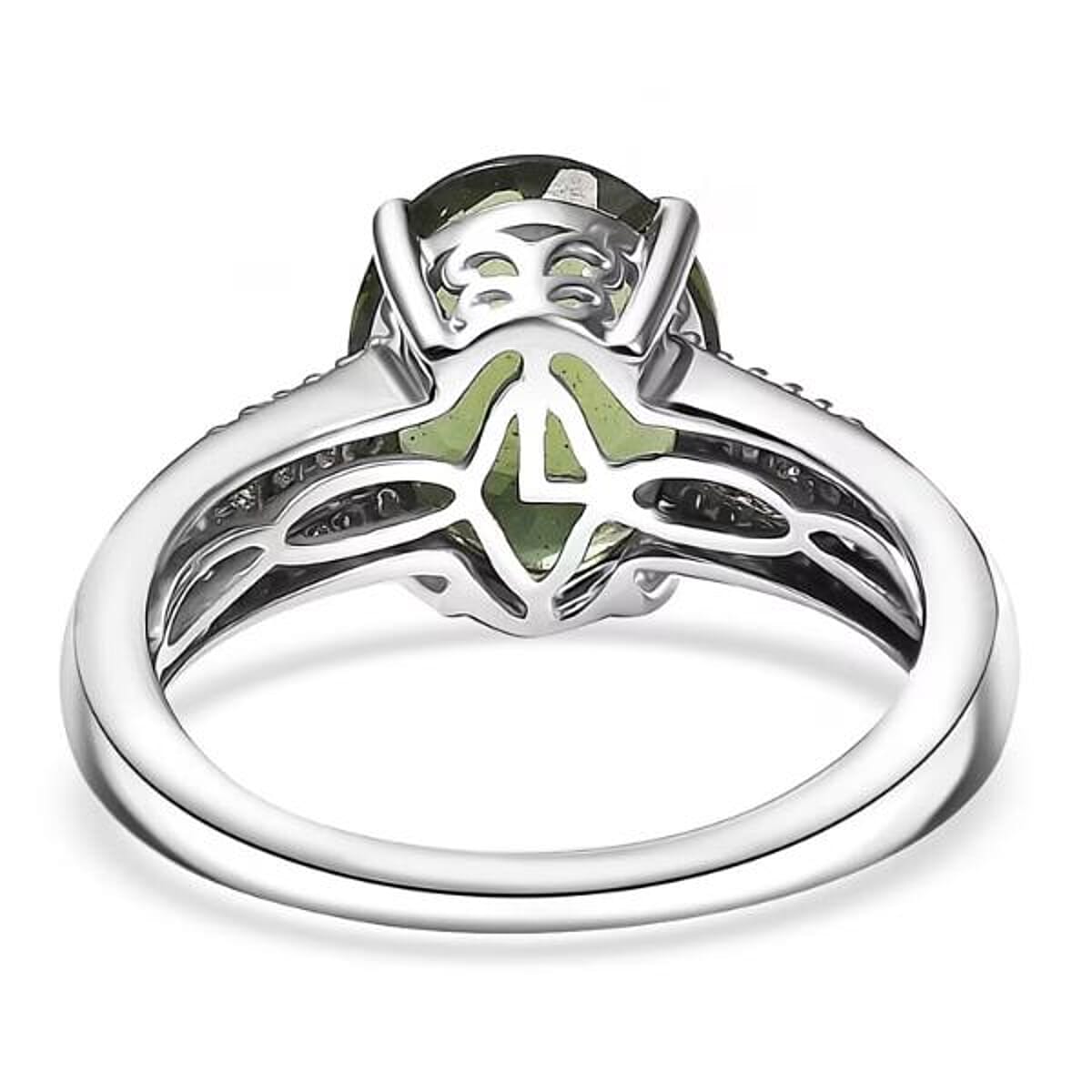 Luxoro Premium Malagasy Pine Apatite and I2 Diamond 3.75 ctw Whispers of Majesty Ring in 10K White Gold (Size 9.0) image number 6