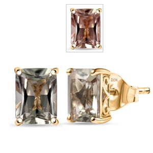 Luxoro Radiant Cut AAA Turkizite 3.90 ctw Stud Earrings in 10K Yellow Gold 