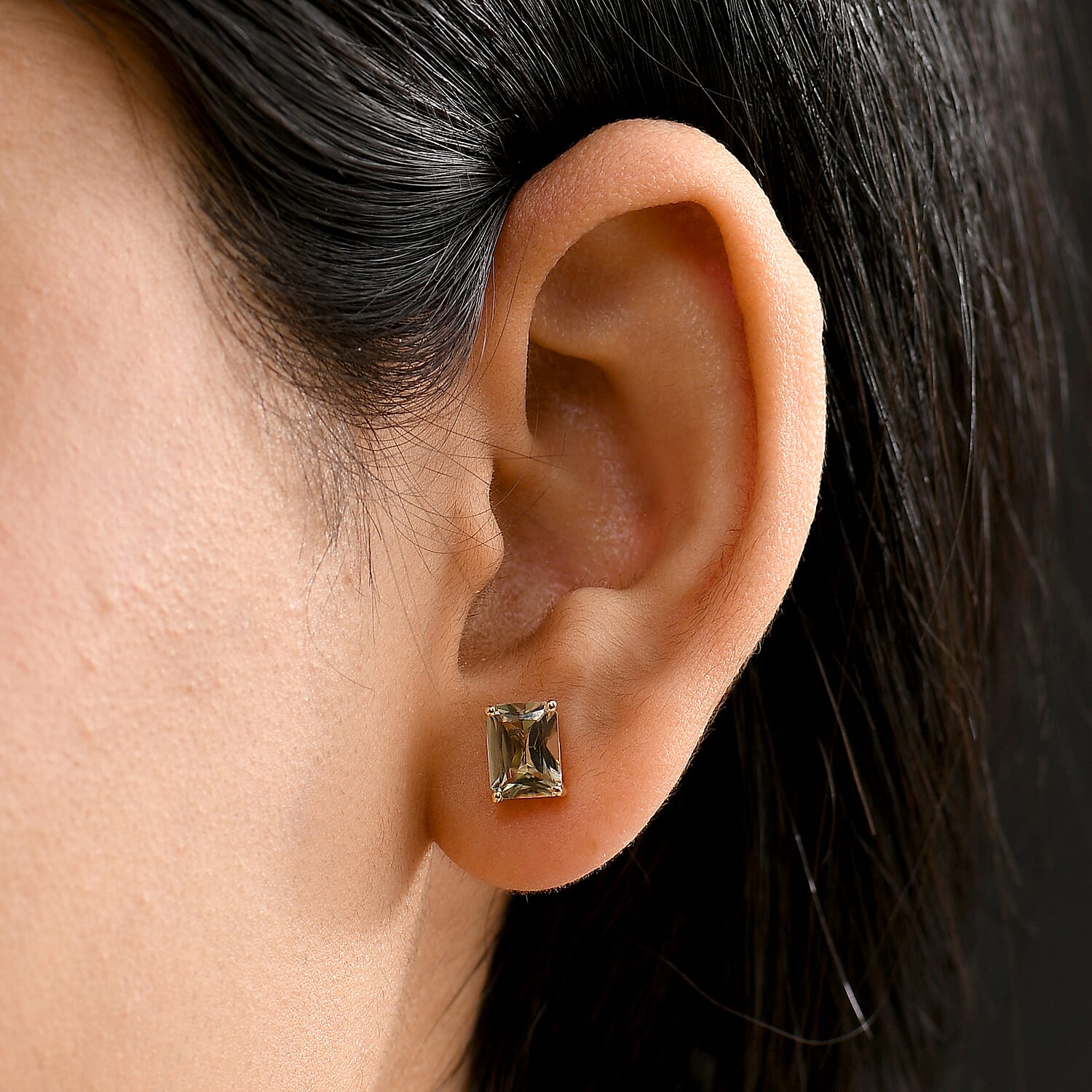 Luxoro Radiant Cut AAA Turkizite 3.90 ctw Stud Earrings in 10K Yellow Gold 
