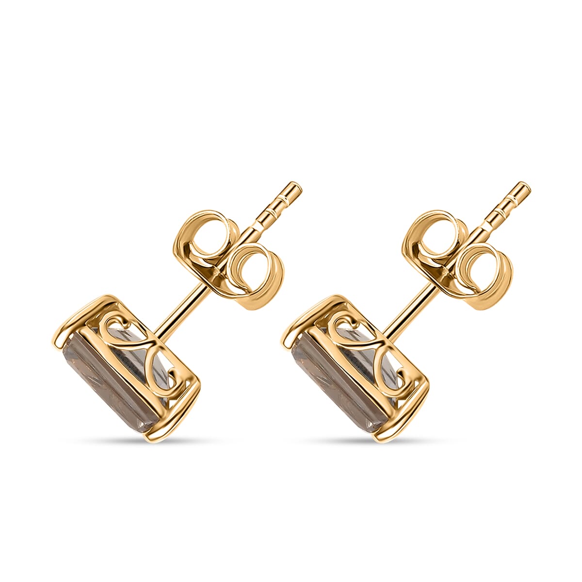 Luxoro Radiant Cut AAA Turkizite 3.90 ctw Art Deco Earrings in 10K Yellow Gold image number 4