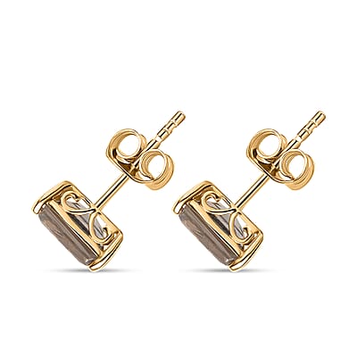 Luxoro Radiant Cut AAA Turkizite 3.90 ctw Stud Earrings in 10K Yellow Gold 