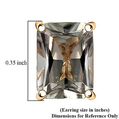 Luxoro Radiant Cut AAA Turkizite 3.90 ctw Stud Earrings in 10K Yellow Gold 