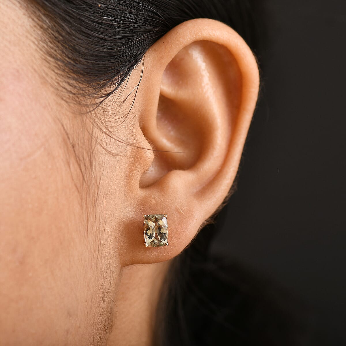 Luxoro AAA Turkizite 3.20 ctw Stud Earrings in 10K Yellow Gold  image number 2