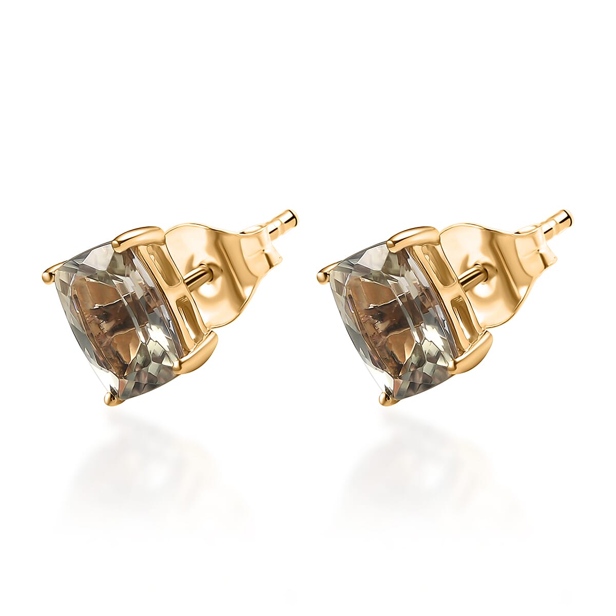 Luxoro AAA Turkizite 3.20 ctw Stud Earrings in 10K Yellow Gold  image number 3