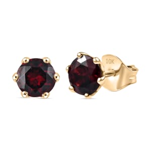 Luxoro AAA Anthill Garnet 2.00 ctw Solitaire Stud Earrings in 10K Yellow Gold 