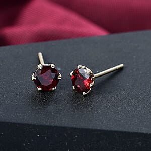 Luxoro AAA Anthill Garnet 2.00 ctw Solitaire Stud Earrings in 10K Yellow Gold 