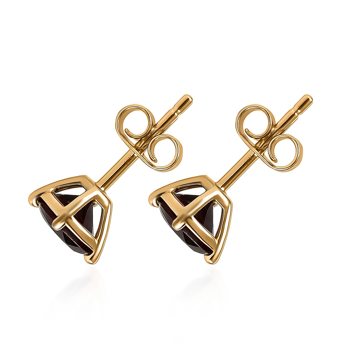 Luxoro AAA Anthill Garnet 1.83 ctw Solitaire Stud Earrings in 10K Yellow Gold  image number 3